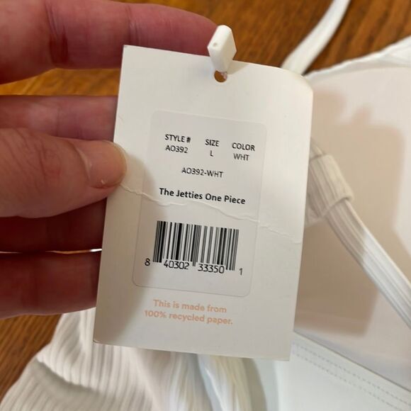 Andie The Jetties Ribbed One Piece Swimsuit White size L NWT - Picture 5 of 7